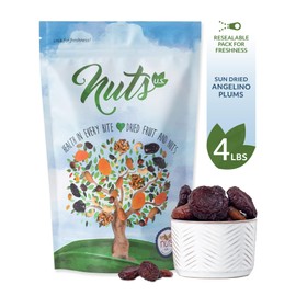 NUTS U.S. - Dried Angelino Plums I Grown in California I Sun-Dried I Tangy and Chewy | No Added Sugar I Non-GMO I In Resealable Bags!!! (4 LBS)