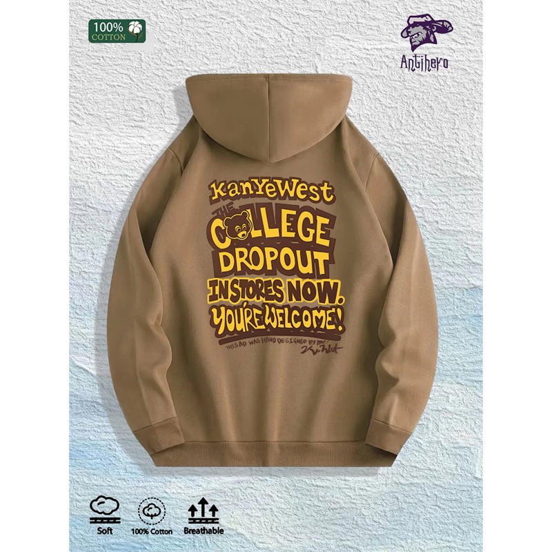 Kanye West "College Dropout" Graphic Hoodie 100% Cotton US Warehouse