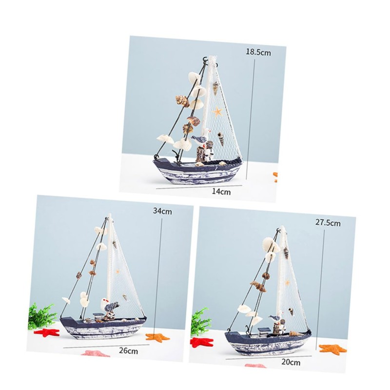 ORFOFE Marine Shell Sailing Boat Ornament Resin Craft Home Decor