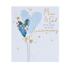UK Greetings Mum & Dad Anniversary Card With Envelope - Pretty Hearts Design