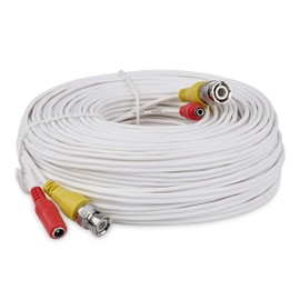 SSL BNC Video Power Cable For CCTV Camera DVR Security System (30M, White)