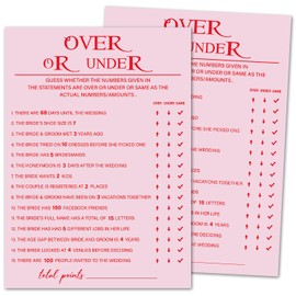 ZSHFMY Bridal Shower Games Cards for 30 Guests, Funny Party Games for Wedding Shower Engagement Newlywed Wedding Reception, Bridal Shower Games Set - Over Or Under -013