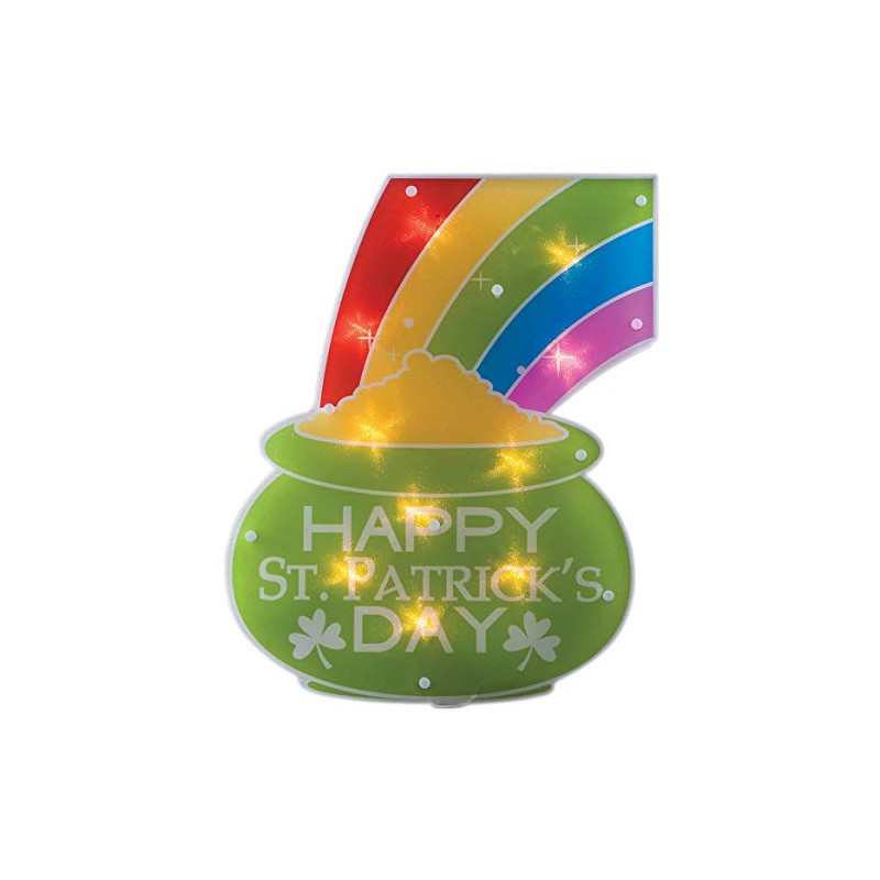 Impact Innovations St. Patrick's Day Shimmer Lighted Window Decoration Pot