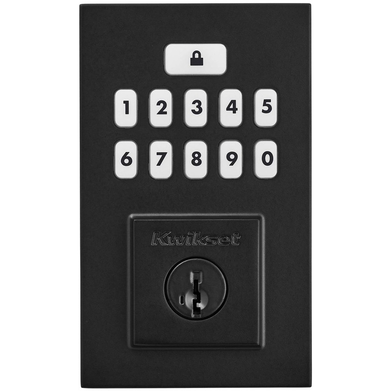 Kwikset 9260CNT-514S Contemporary SmartCode Keypad Electronic Deadbolt SmartKey Matte Black