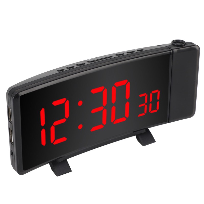 Projection Alarm Clock with 2 USB Ports LED Curved Display