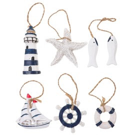 6pcs mediterranean pendant Hanging Pendant nautical marine Decorations Small Nautical Hanging Decorations Mediterranean Hanging Ornament home decor Fashion resin seaside mural