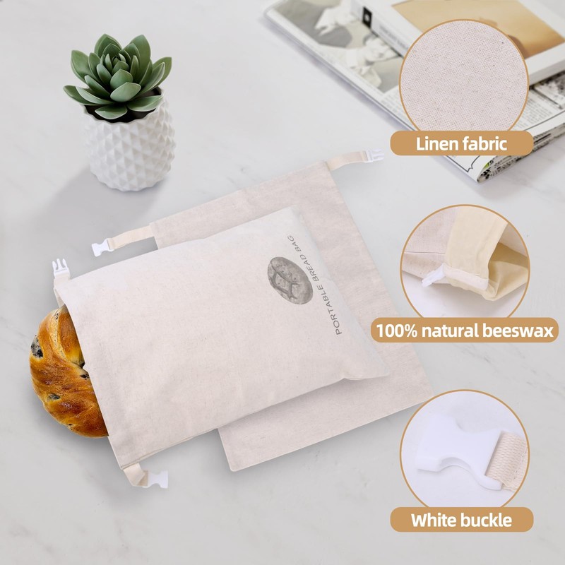 chucheng 2 Pack 13x17inch Bread Bags for Homemade Bread Sourdough,Reusable