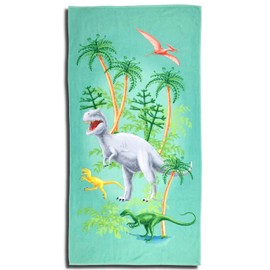 ESPiCO Beach Towel Dino Green Bath Towel Dinosaur Palm Trees Animal Dinosaur T-Rex Beach Towel 75 cm x 150 cm