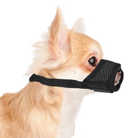 Adjustable Dog Muzzle Breathable Mesh Muzzles for Small Medium Large Dogs Soft Nylon Dog Mouth Guard Pet Safe Anti Biting Dog Muzzle for Prevent Barking Chewing (Black, XS)