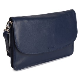 SADDLER Olivia Soft Nappa Leather 3 Compartment Clutch Bag, navy blue