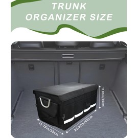 AUMOSY Car Trunk Organizer, Collapsible Storage with Multiple Compartments, Black, 600D Oxford