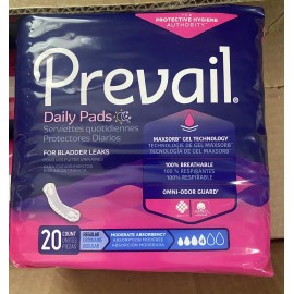 Prevail Daily Pads Discreet bladder protection 20 In Package.Absorp