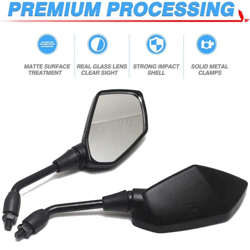 Dreamizer Motorcycle Rearview Mirrors + 7/8" Clamps For Yamaha Grizzly