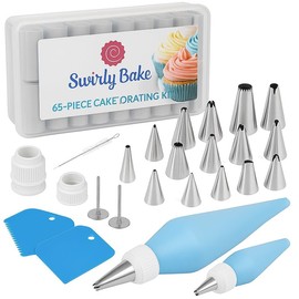 HiFEN® 65-teiliges Kuchendekorationsset mit Spritztüllen, Spritzbeuteln, Spateln, Zuckergusswerkzeugen und mehr – komplettes Backzubehör-Set für Kuchen, Cupcakes und Kekse