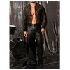 WDIRARA Men's Sheer Floral Lace Bomber Jackets Long Sleeve See