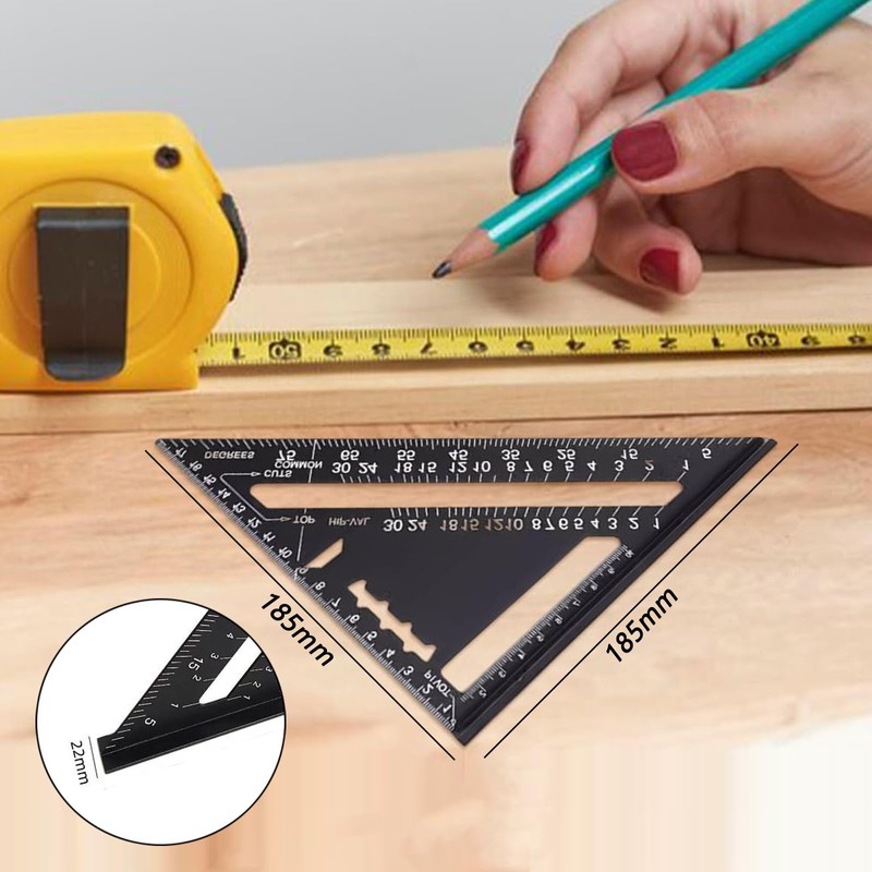 Refoiner Triangular Ruler for Woodworking, Circular Saw Ruler, 0-90 Degrees,