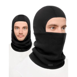 GOT Sports Ski Mask for Men - Balaclava with Fleece Neck Warmer for Cold Weather - Windproof Shiesty Mask for Snowboard (Black)