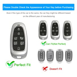 Koaudb Silicone Rubber Key Fob Cover Compatible with 2022 Hyundai Tucson Accessories 2021 2020 2019 Sonata Nexo 7 Buttons Smart Car Key Fob Case Protector with Keychain 2 Pack (Hyd-7-BB)