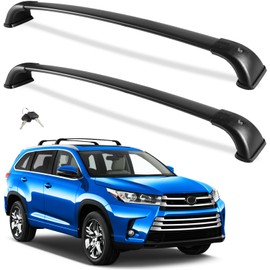 Wonderdriver Lockable Roof Rack Cross Bars 220lb Compatible with 2014-2019 Toyota Highlander XLE Limited & SE & LE Plus & LE with Anti-Theft Metal Heavy Duty Crossbars Black Rooftop Luggage Carrier