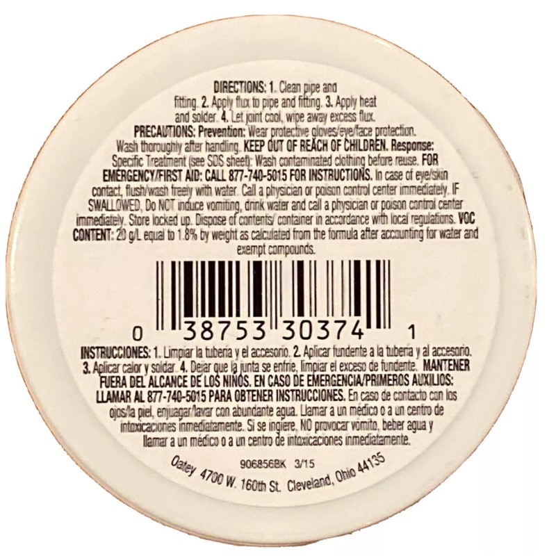 Oatey No. 95 Lead Free Tinning Flux, 1.7 oz, Carded,
