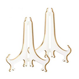 Artliving - Soporte decorativo para placa de 20,32 cm, plástico, soporte para marco de fotos, color blanco y dorado (2 unidades)