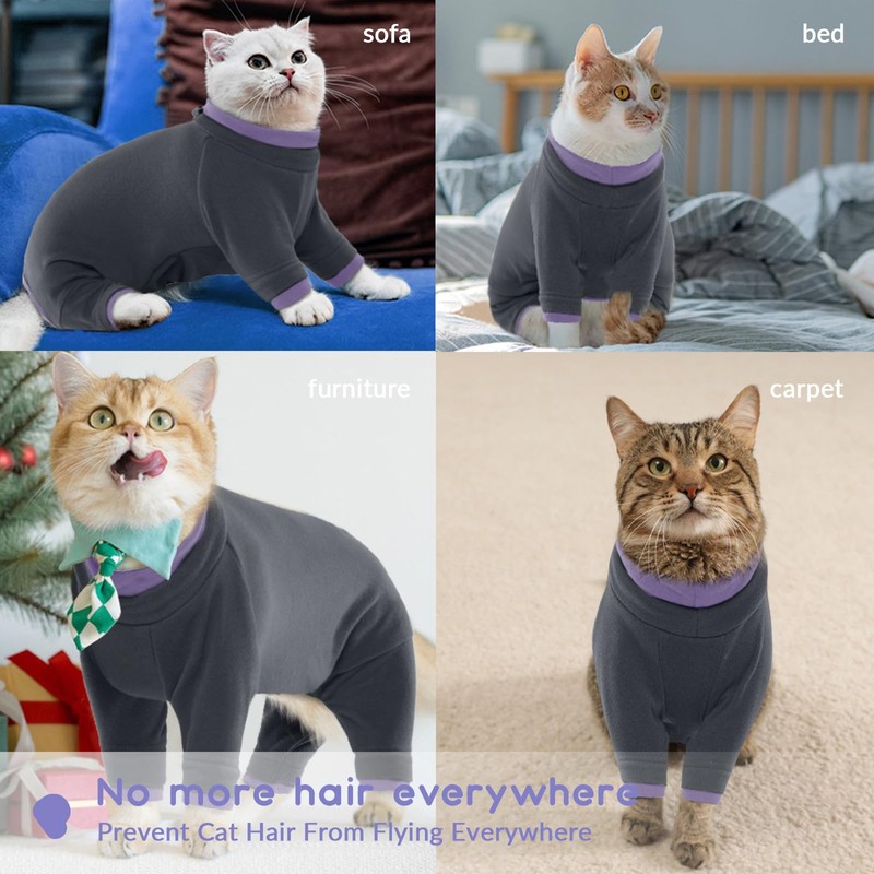 QBLEEV Cat Pajamas Clothes, Soft Cat Recovery Suit Onesie After