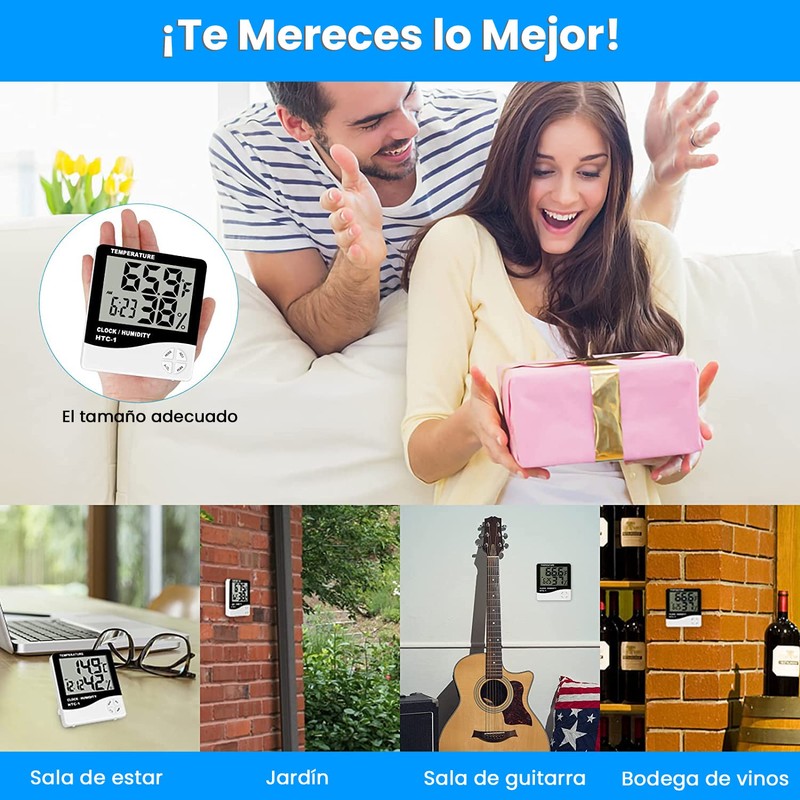 Termohigrómetro Digital, Medidor de Temperatura y Humedad Interior