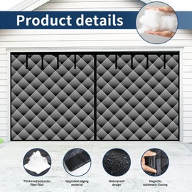 Garage Door Screen for Winter, Sunmoxia Magnetic Thermal Insulated Door Curtain, Upgraded Oxford Cloth Filled with Thicken Polyester Fiberfill, Waterproof, Windproof Insulation Cover Blanket(16 * 7Ft)