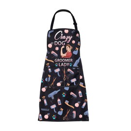 FUSTMW Crazy Dog Groomer Lady Apron Dog Groomer Aprons for Women Dog Grooming Apron with Pockets Dog Hair Cutting Apron (Crazy Dog Groomer Lady Apron)