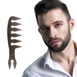 Peine para Cabello, Peine de PeluquerA de Aceite PortTil Para Hombres, Peine de Peinado con Mango Largo de Dientes Grandes y Anchos, Peine para...    