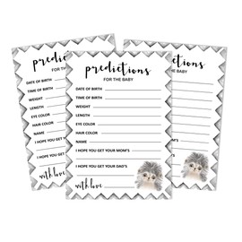 Inkdotpot Hedgehog Jungle Animals Party Supplies Set Of 50 Baby Shower Prediction Cards For Baby Shower Game