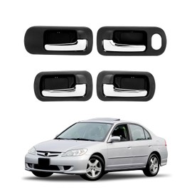 Gledewen Juego de manijas de puerta interior (4 piezas), Compatible con Honda Civic Sedan 2001-2005, Manijas interiores negras delanteras y traseras lado izquierdo del conductor y lado derecho del