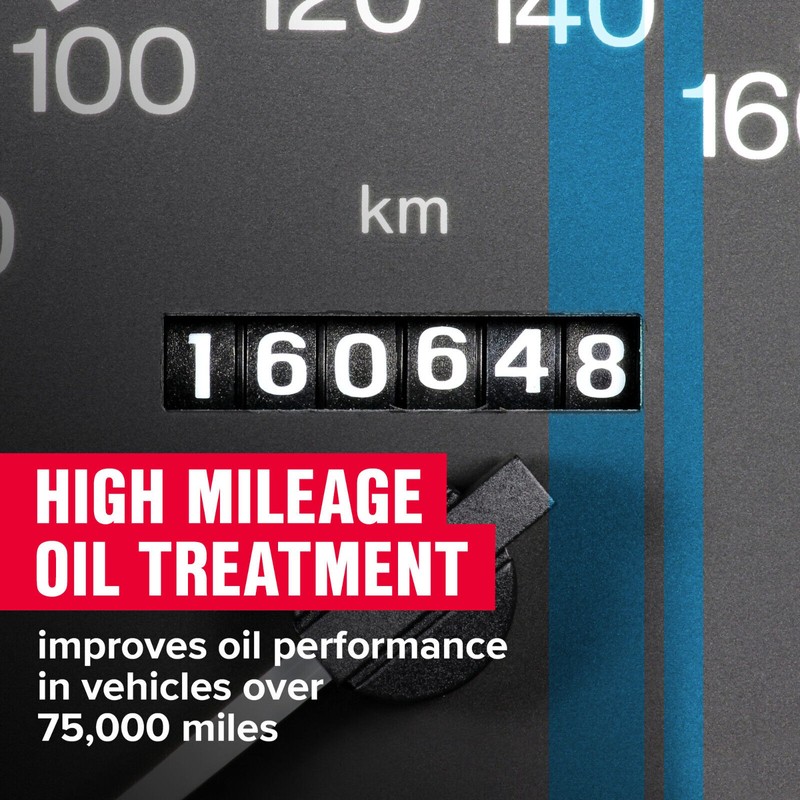 STP HIGH MILEAGE OIL TREATMENT + STOP LEAK Rejuvenates Seals