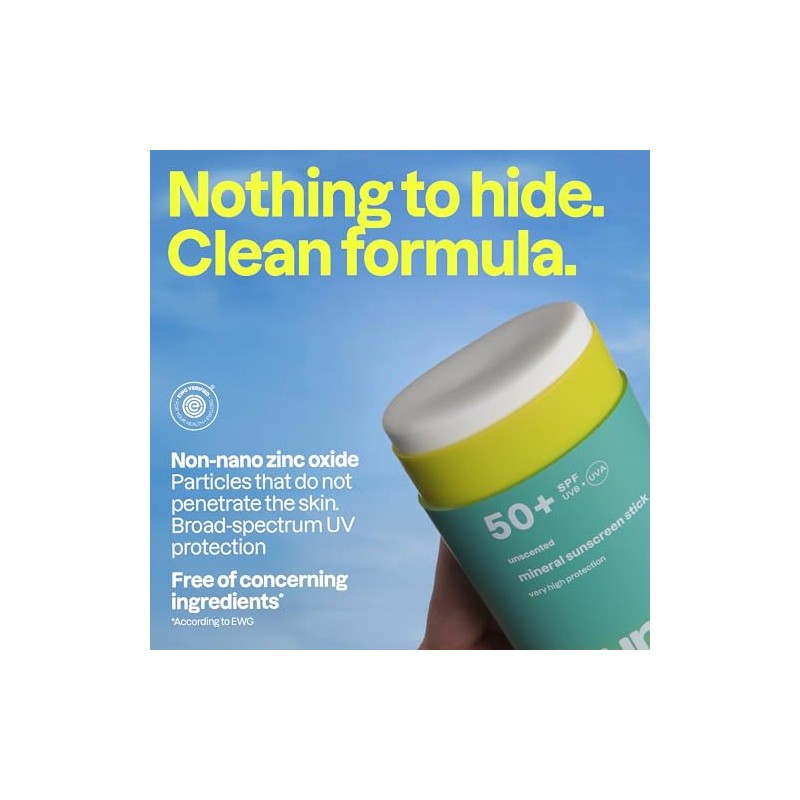 ATTITUDE Mineral Sunscreen Stick SPF 50, Broad Spectrum Zinc Oxide,