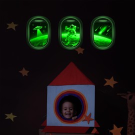 Glow in The Dark 3D Space Wall Decals, Set of 3 Galaxy Window Stickers for Wall, Space Themed Room Decor for Kids Boys (Green)