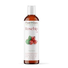 Plant Guru Rosehip Oil Unrefined 4 fl. oz. 100% Pure Cold Pressed – Nourishing for Skin, Hair, Scalp, and Nails – Hydrating, Moisturizing, and Rejuvenating.