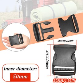 Hocansen 10 Pack Black 50MM Side Release Plastic Buckles, Adjustable Quick Release Backpack Buckle Replacement Clip, 80x58mm/3.15x2.28 inches