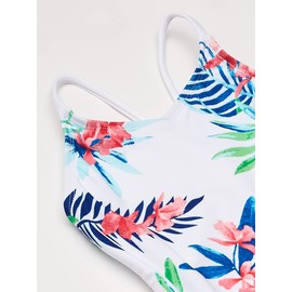 Kanu Surf Girls' Daisy Beach Sport 1-Piece Swimsuit, Leonie Floral White, 12