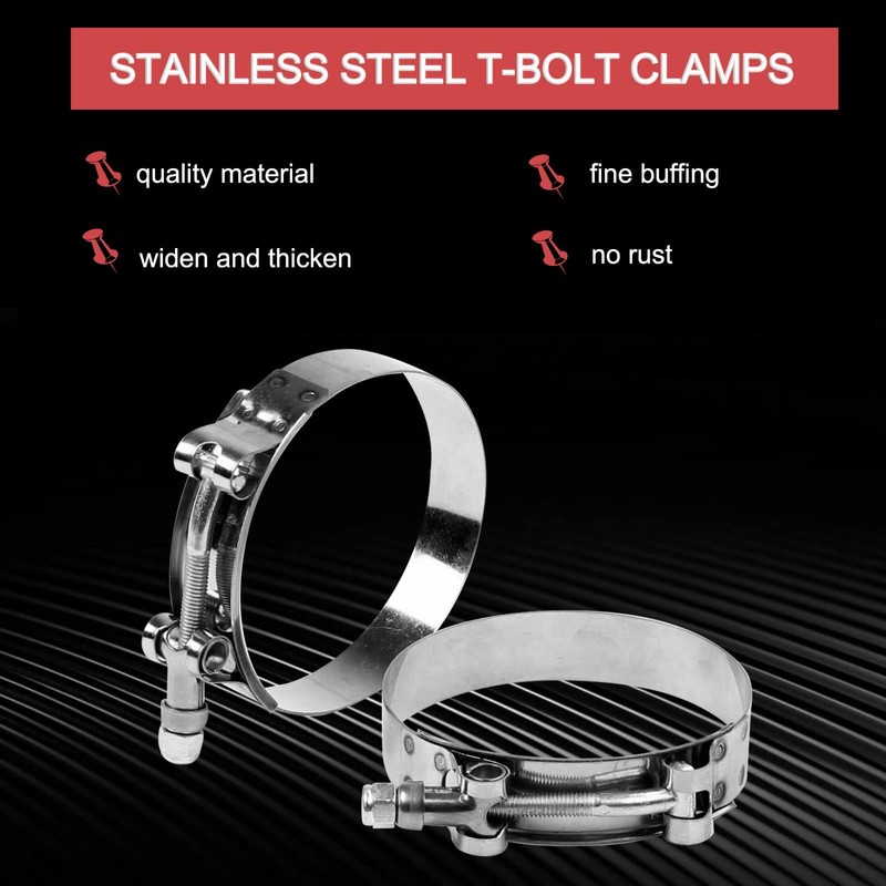 10PCS 70mm - 78mm Stainless Steel T-Bolt Clamps Turbo Intake
