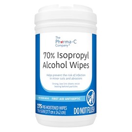 The Pharma-C Company Toallitas de Alcohol Isopropílico al 70% [175 Toallitas] - Toallitas IPA Grandes y Duraderas. Limpiador Antiséptico de Primeros A
