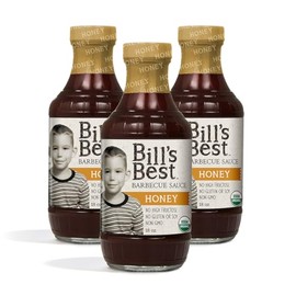 Bill's Best Honey BBQ Sauce 3 Pack, Premium Organic Recipes, Sweet & Citrus, Gluten Free, 18 ounce
