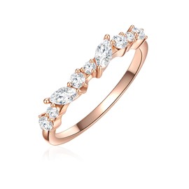 Glanzstücke München Women's Ring 925 Sterling Silver Rose Gold-Plated with White Zirconia - Band Ring Rose Gold Silver Ring with Stones, Cubic Zirconia