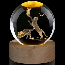 AWARDSEN 60 mm Glass Ball Cat Decoration, Crystal Ball Cute Decoration, Crystal Ball Animals, Cat Lamp, Glass Ball Decoration, A Gift for Cat Lovers