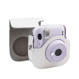 MUZIRI KINOKOO Fuji Instax Mini 11 Case, Mini 11 Accessories Bundle Fuji Instax Mini 11 Protective Case with Useful Accessories Camera Bag Kit, 6 Filter Lens and Selfie Lens-White