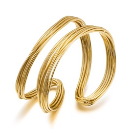 LILIE&WHITE Elegant Gold Wire Bangle – Hypoallergenic, Non-Fading, Stylish Twist Design, Gift for Women, Fashion-Forward Outfits