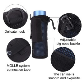DONGKER Water Bottle Bag, Mollle Tactical Bottle Holder, 17 oz Foldable Lightweight Military Water Bottle Sleeve for Backpack
