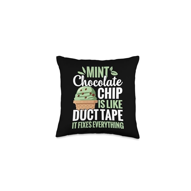 Mint Chocolate Chip Scoop Waffle Cone Ice Cream Mint Throw