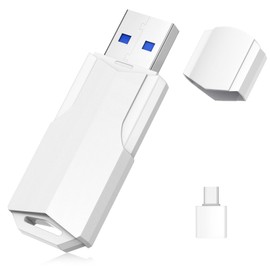 Wooolken USB Stick 256GB 3.0,Wooolken Unidad Flash USB 3.0 de Alta Velocidad 256 GB con Adaptador USB-C y Tapa y Lanyard con Pantalla LED（256GB Blanco）」