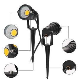 BLOOMWIN Gartenstrahler mit Erdspieß Warmweiß 4er Set, Gartenbeleuchtung Gartenleuchte 5w 220V COB Landscape LED IP65 Wasserdicht LED Gartenlampe Spot Strahler Außen Außenbeleuchtung