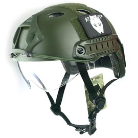 ATAIRSOFT Army Military Style SWAT Combat PJ Fast Helmet w/Protective Goggles OD Green for CQB Shooting Airsoft Paintball